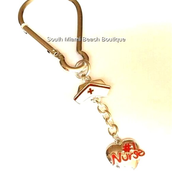 #1 Nurse Nursing Purse Charm Keychain Heart Cap RN LPN CNA Graduation Gift - Picture 5 of 11